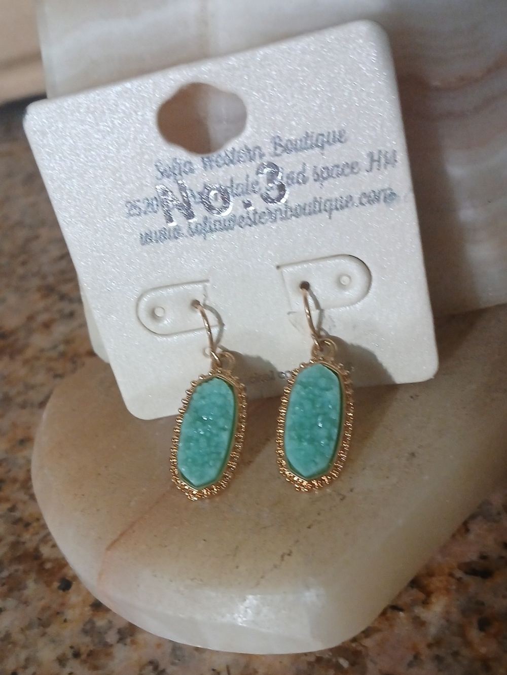 Turquoise Druzy Drop Earrings in Gold
